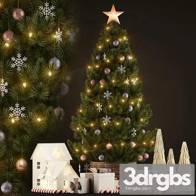 Decorative set Plants collection 135 christmas tree 3D Model Free