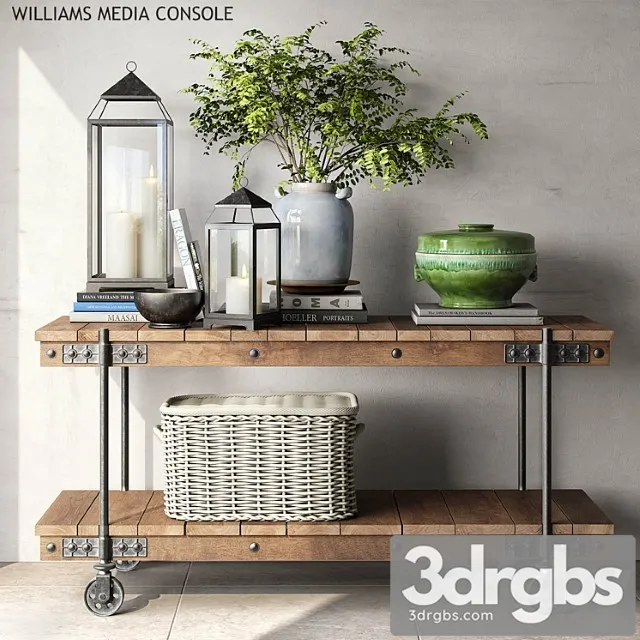 Decorative set Pottery barn williams media console 3D Model Download
