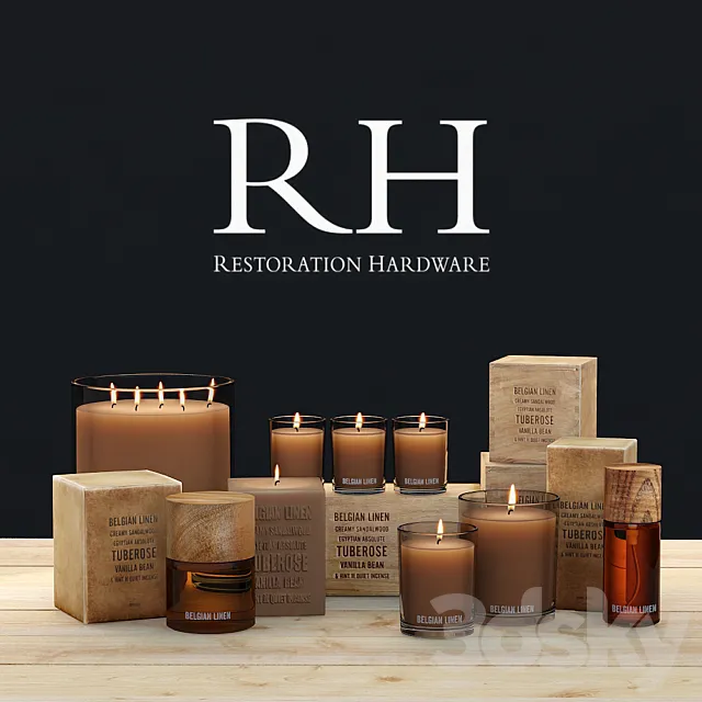 Decorative set RH BELGIAN LINEN 3D Model