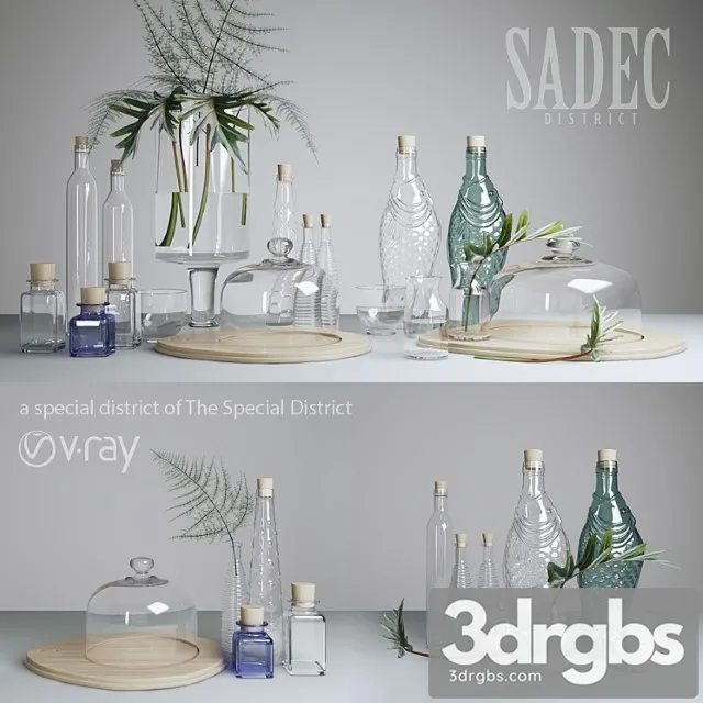 Decorative set Sadec district glassware 3D Model Download