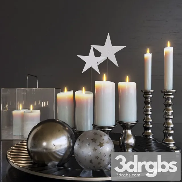Decorative set Set of candles. candle 3D Model Free