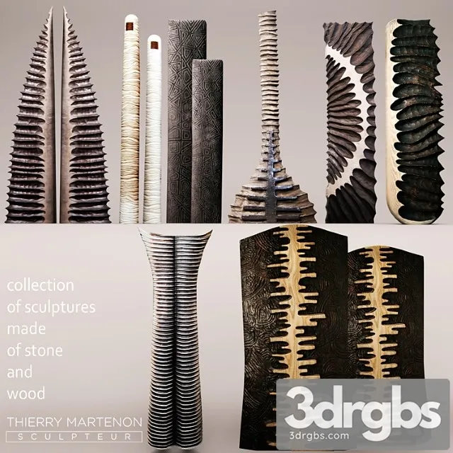 Decorative set Set sculpture thierry martenon figurine carving abstraction modern art art 3D Model Free