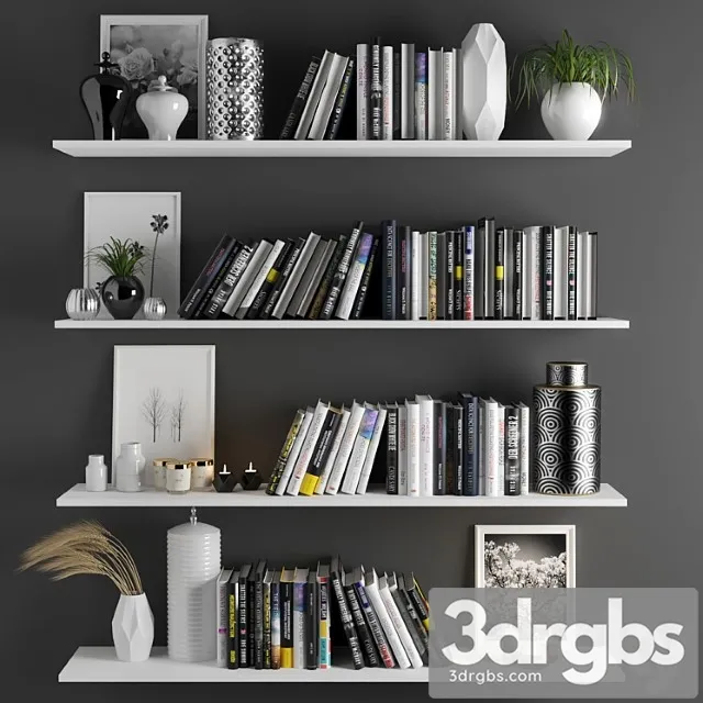 Decorative set Set1101 -book shelve 3D Model Free