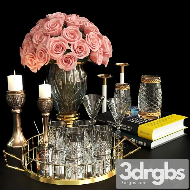 Decorative set Set419 -rose and gold 3D Model Free