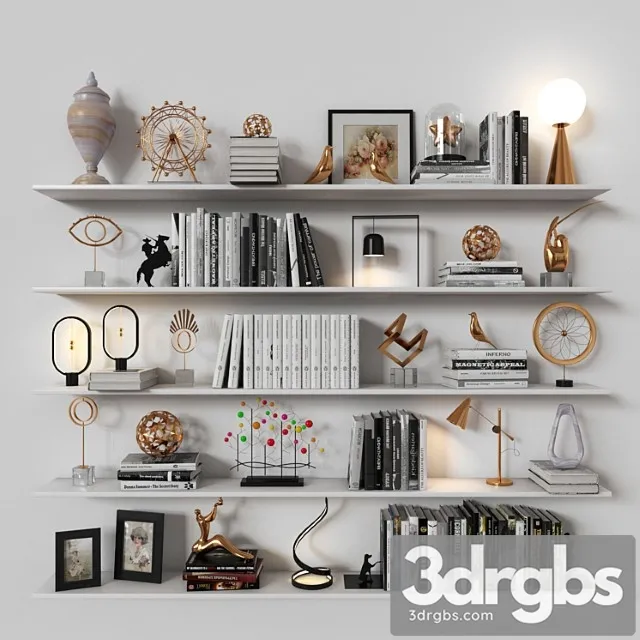 Decorative set Shelves 04 3D Model Download