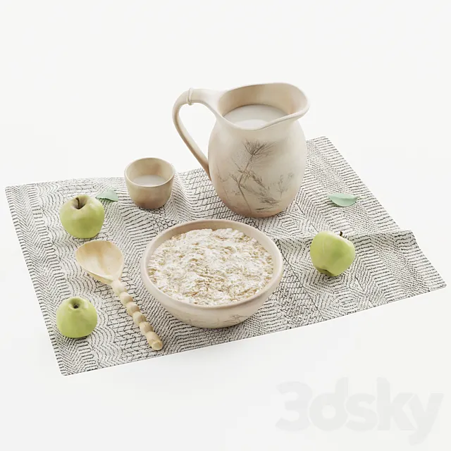 Decorative set Simple Russian food 3D Model
