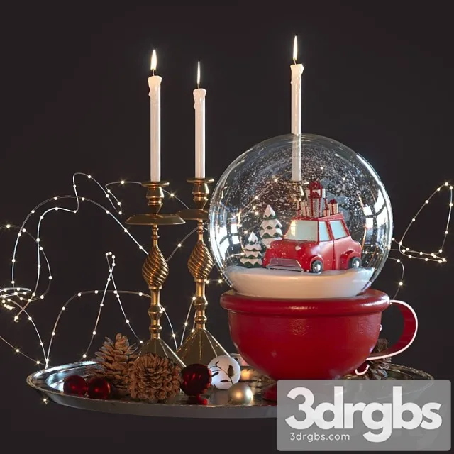 Decorative set Snow globe 3D Model Download