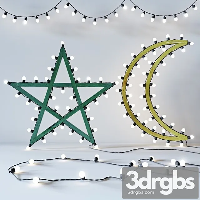 Decorative set Star moon lights 3D Model Download