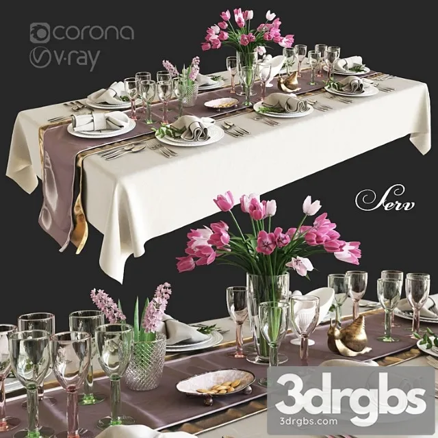 Decorative set Table setting with flowers Free Download