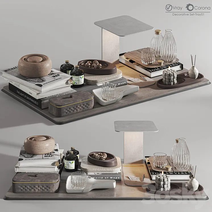 Decorative set-Tray01 3D Model Free