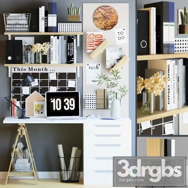 Decorative Set Wallpaper 3 3D Model Free