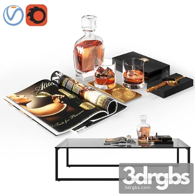 Decorative set Whiskey decor 3D Model Free