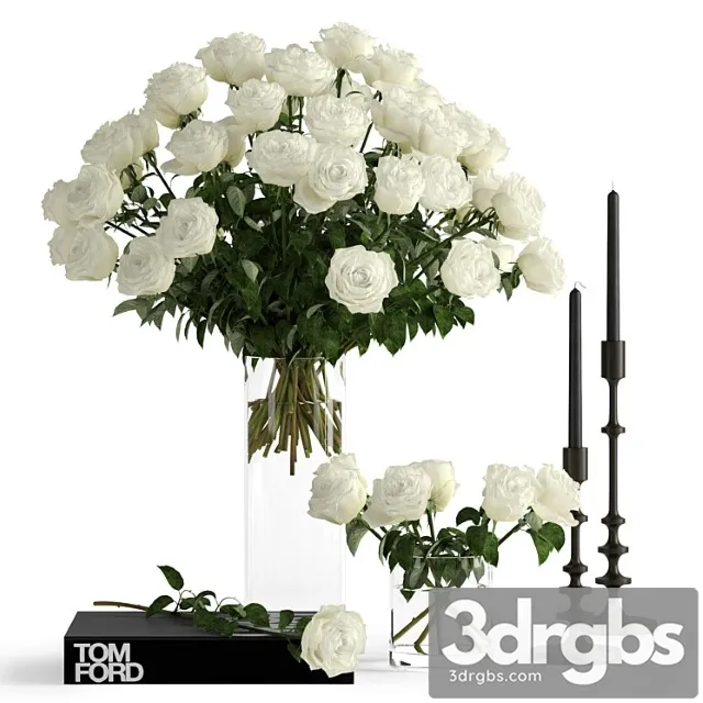 Decorative set White roses 3D Model Download