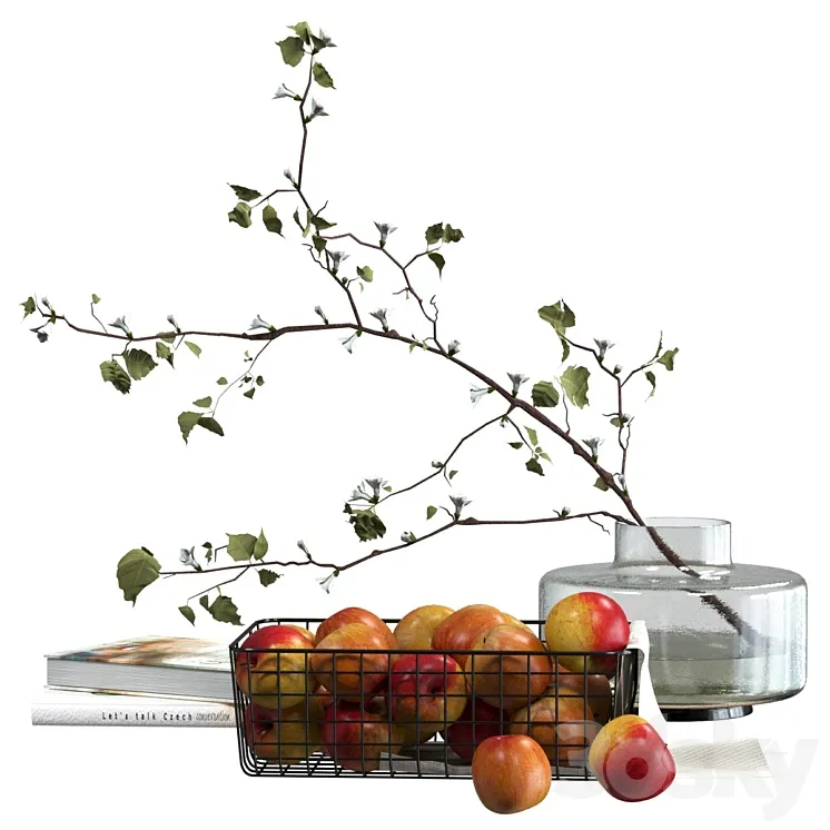 Decorative set with a basket of apples Free Download