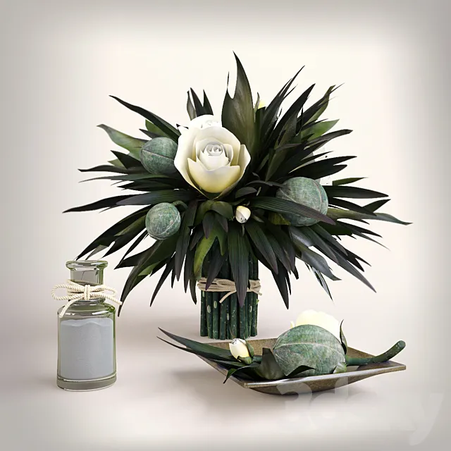 Decorative set with a bouquet 3DModel