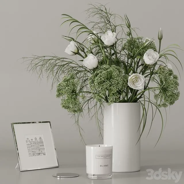 Decorative set with a green bouquet 3D Model