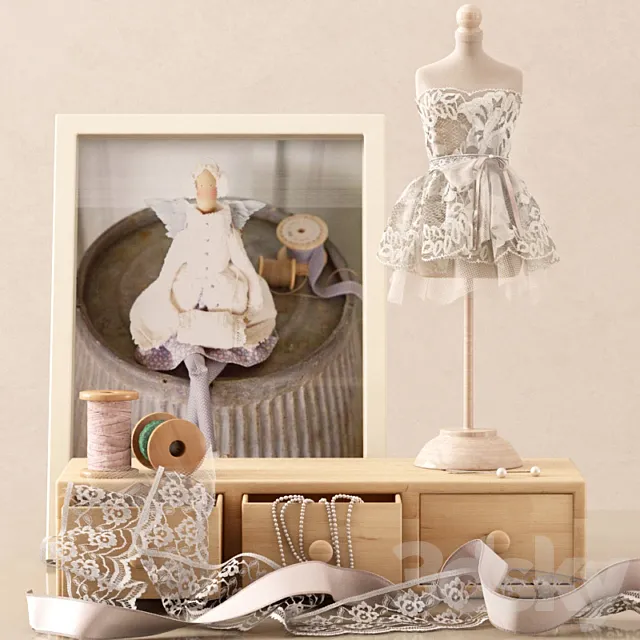Decorative set with a mini mannequin 3DModel