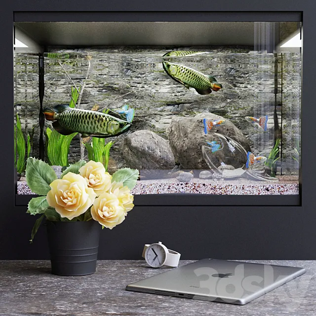 Decorative set with aquarium 3DModel