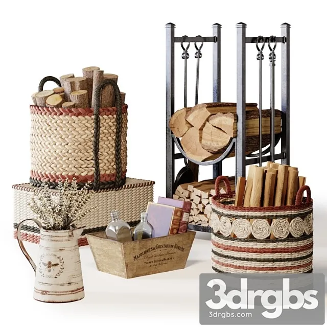 Decorative Set With Baskets 01 3D Model Free