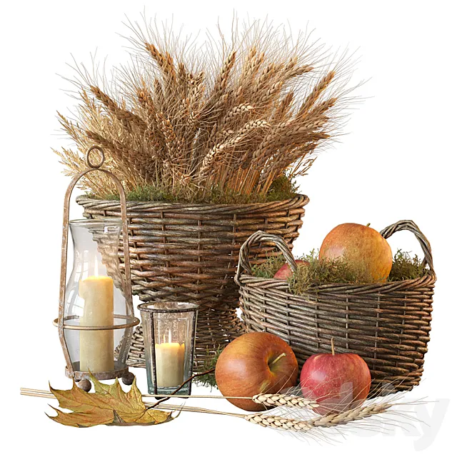 Decorative set with baskets 1 3DModel