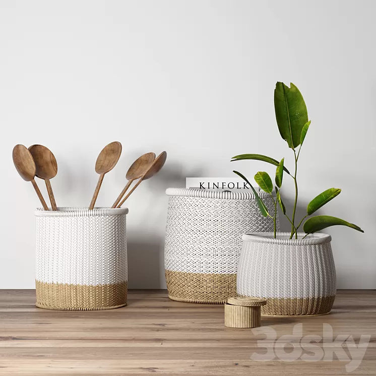 Decorative set with baskets 2 3D Model