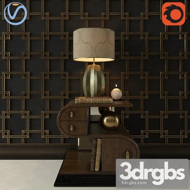 Decorative Set with Bedside Tables 3D Model Free