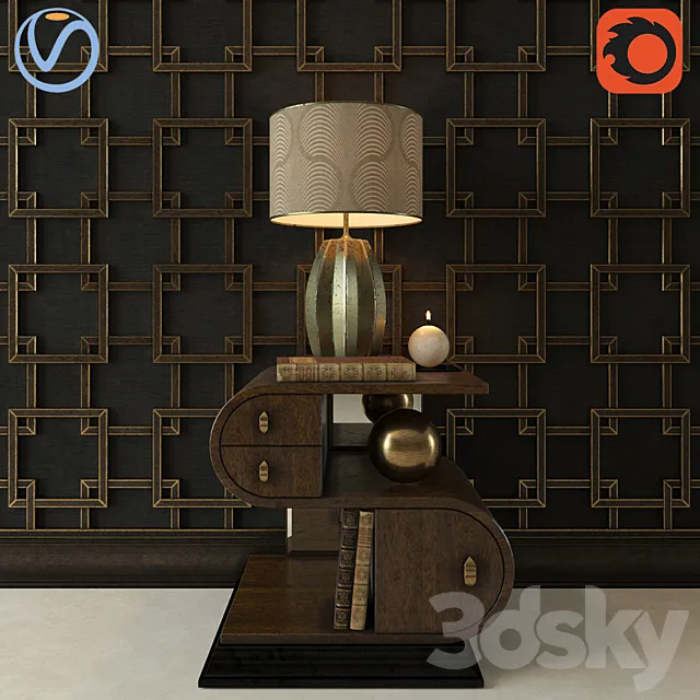 Decorative set with bedside tables 3D Model