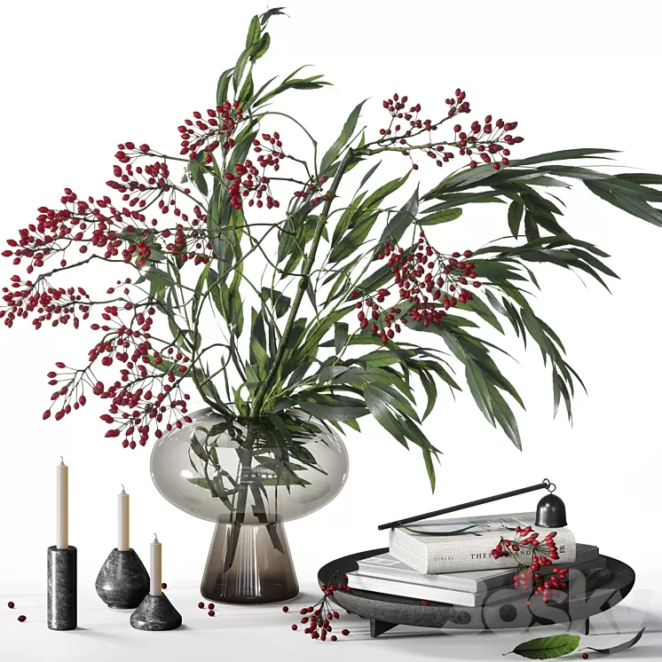 Decorative set with berry bouquet 031 3D Model Free