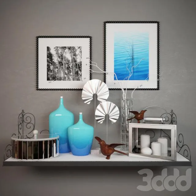 Decorative set with birds 3D Model