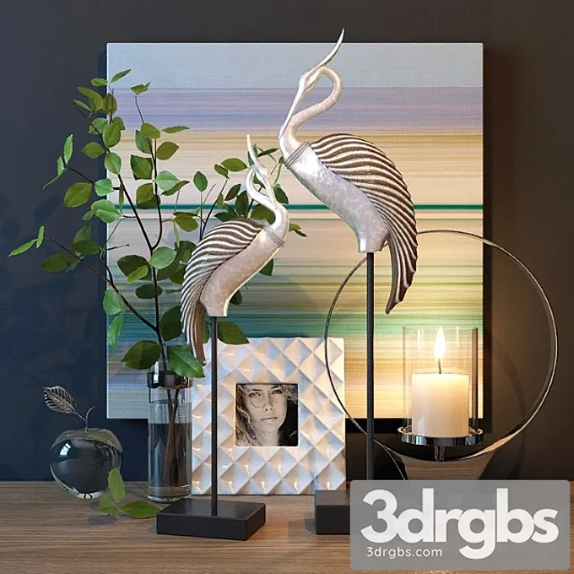 Decorative set with birds 3D Model Download