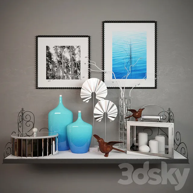 Decorative set with birds 3D Model