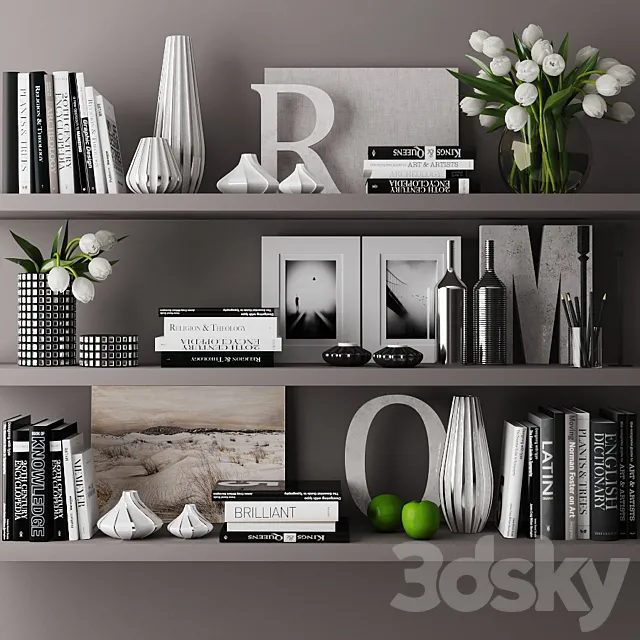 decorative set with books 03 Free Download