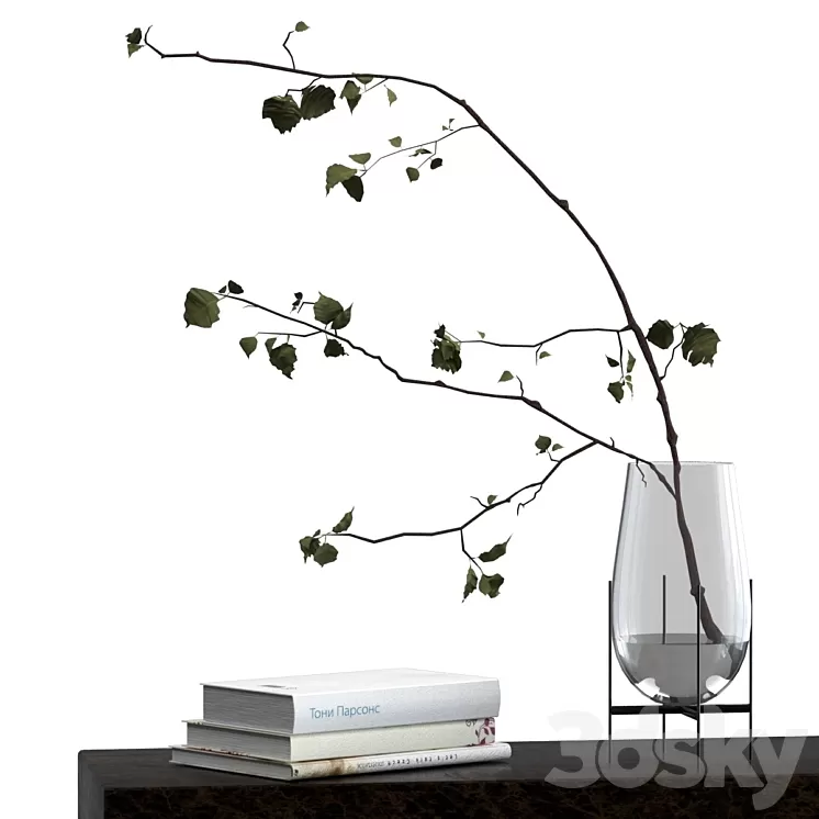 Decorative set with branch 3D Model Free