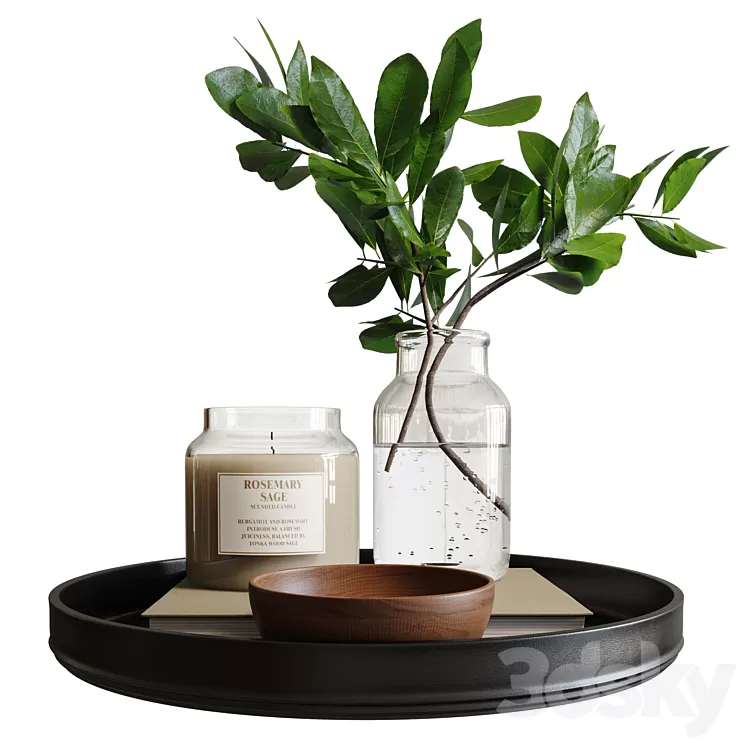 Decorative set with branch 3D Model
