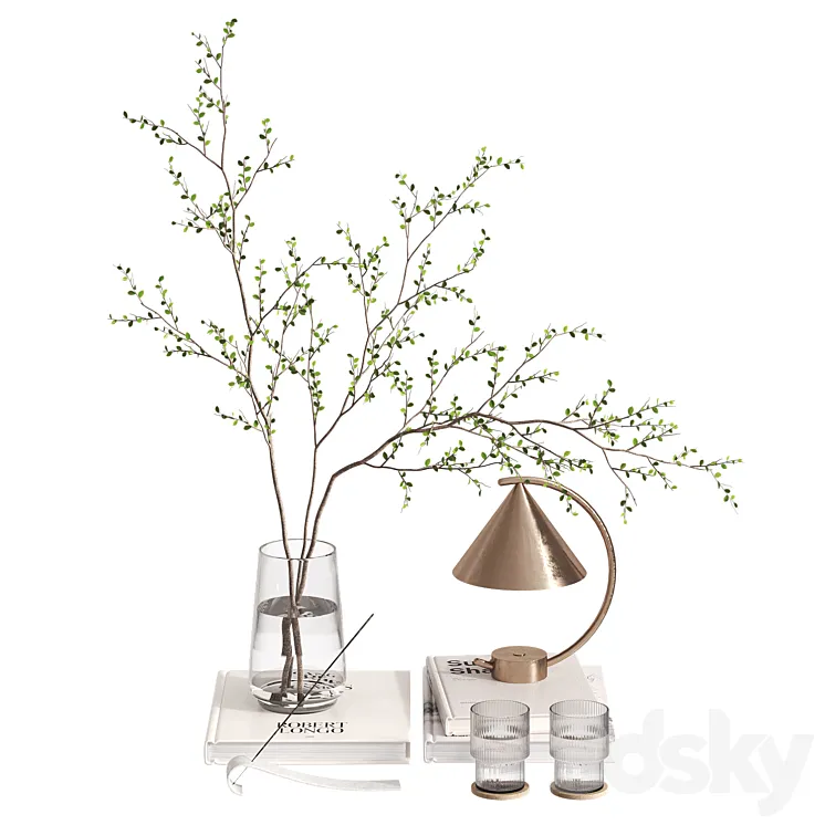 Decorative set with branches and Meridian Lamp 3D Model Free