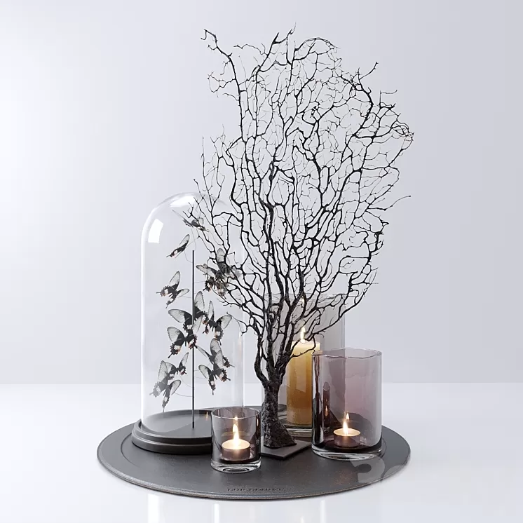 Decorative set with butterflies 3D Model