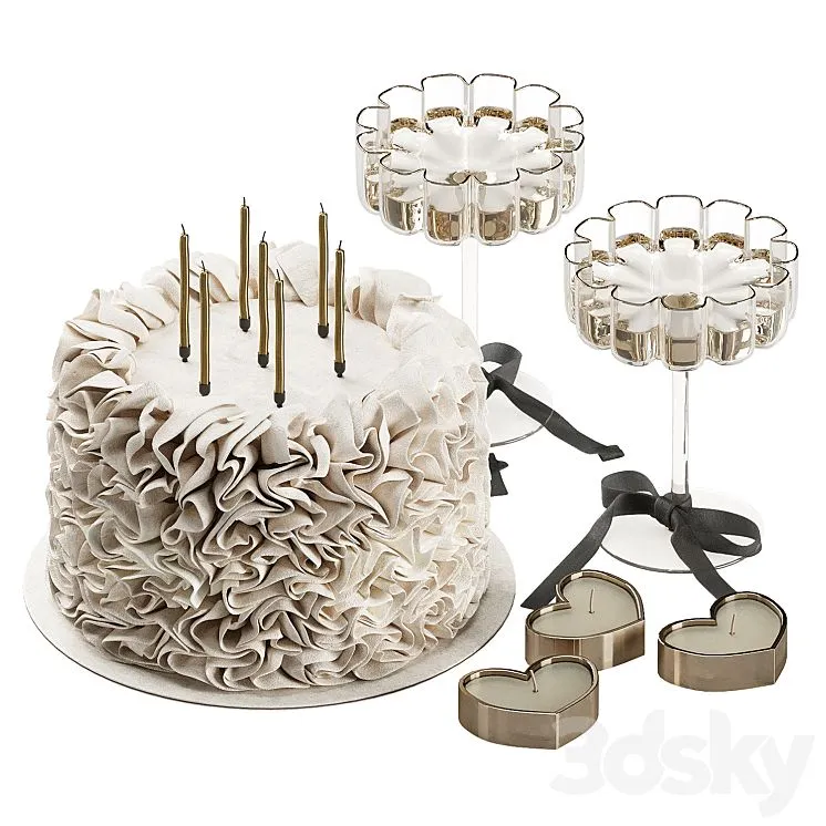 Decorative set with cake 011 KM 3D Model