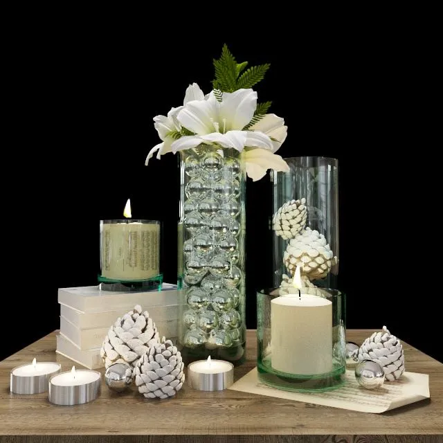 Decorative set with candle 3D Model