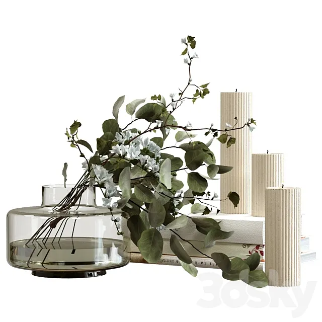 Decorative set with candles 3D Model