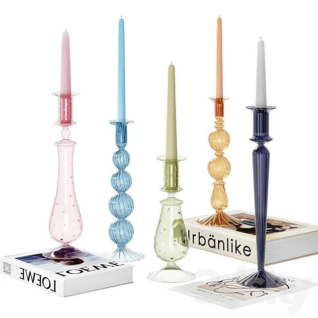 Decorative set with candles 3D Model