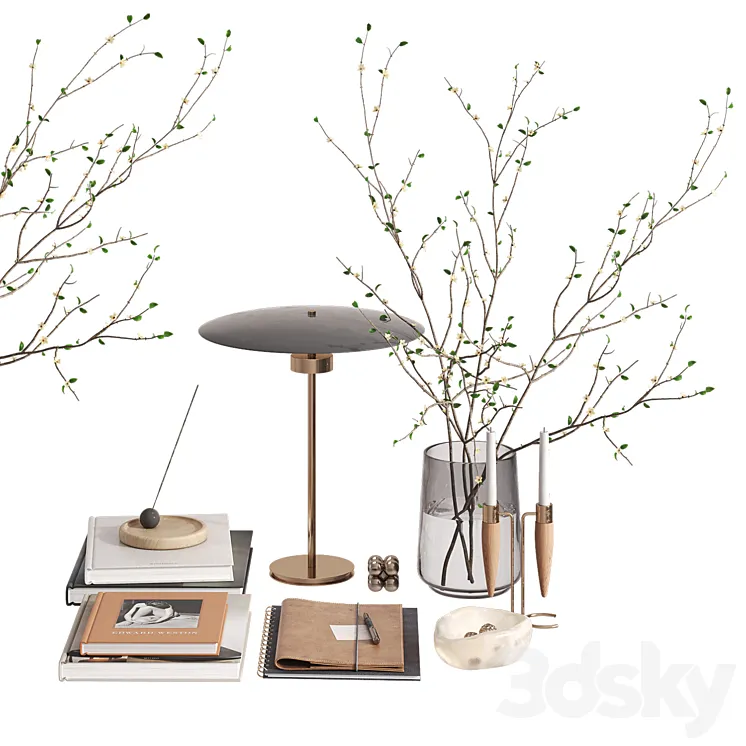 Decorative set with cherry branches 3D Model Free