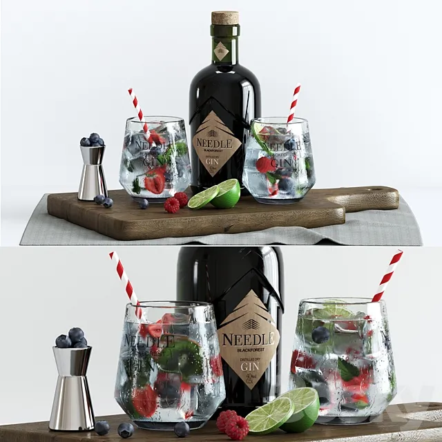 Decorative set with cocktails. 3DModel