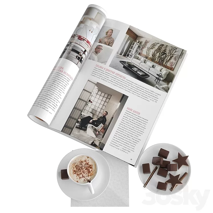 Decorative set with coffee and sweets 3D Model