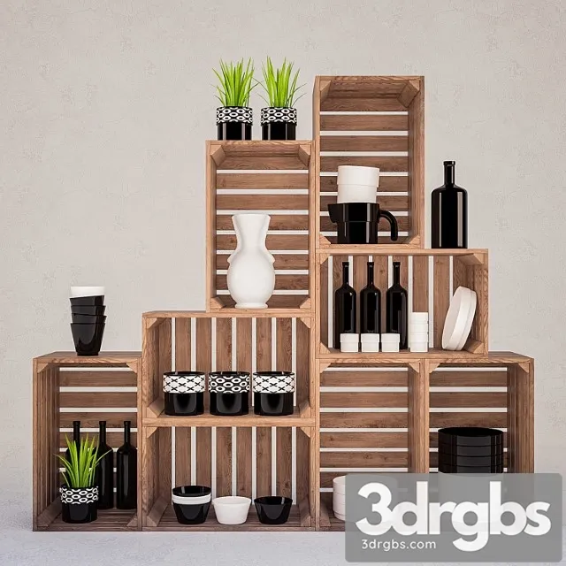 Decorative Set With Dishes 3D Model Free