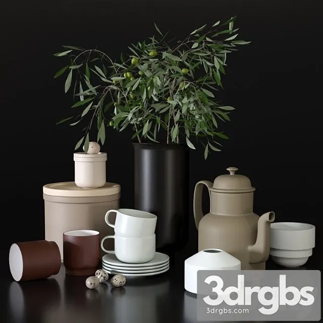 Decorative set with dishes for the kitchen