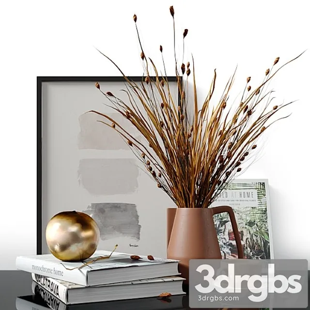 Decorative set with dried bell grass and splinter grass 3D Model Free