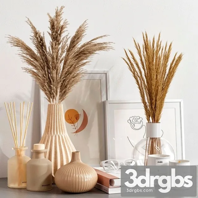 Decorative Set With Dried Flowers 03 3D Model Free