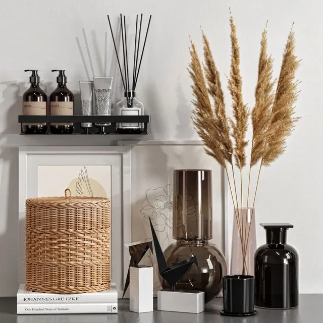 Decorative set with dried flowers 04 3D Model