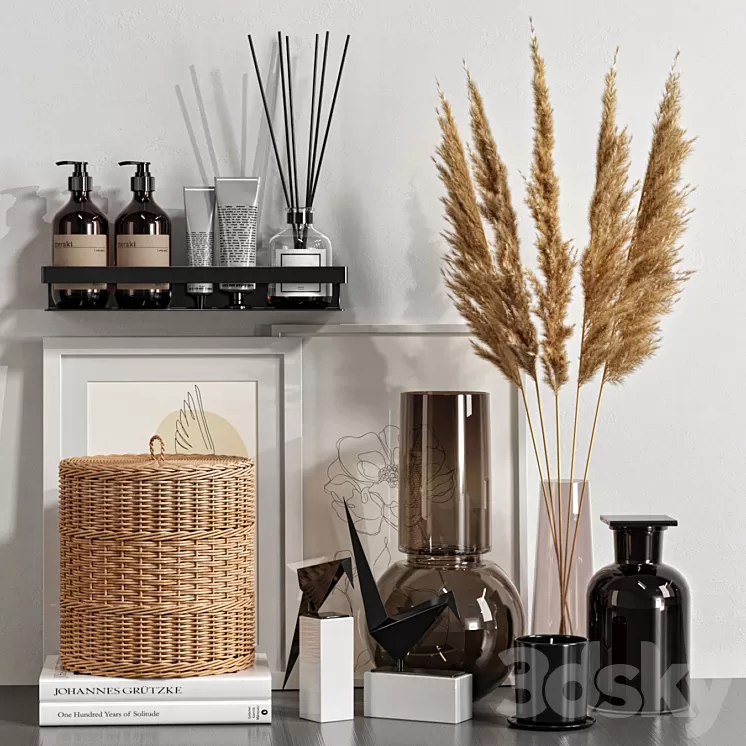 Decorative set with dried flowers 04 3D Model
