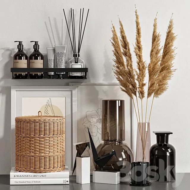 Decorative set with dried flowers 04 3D Model